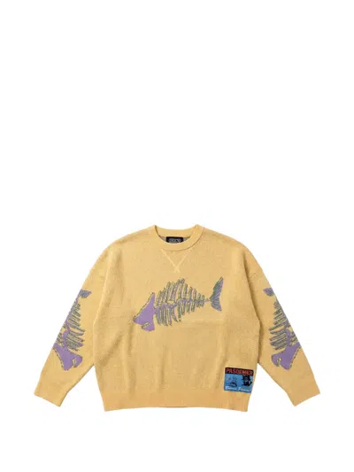 Pas De Mer Fish Logo-patch Cotton Jumper In Yellow