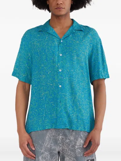 Pas De Mer Graphic-print Short-sleeve Shirt In Blue