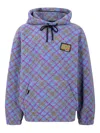Pas De Mer Plaid-check Hoodie In Purple