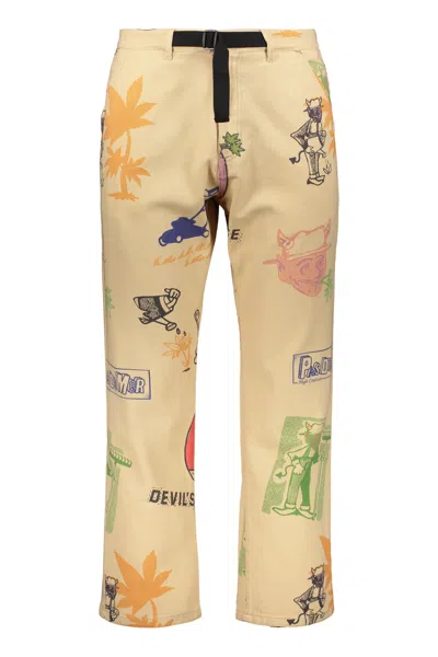 Pas De Mer Printed Cotton Trousers In Sand