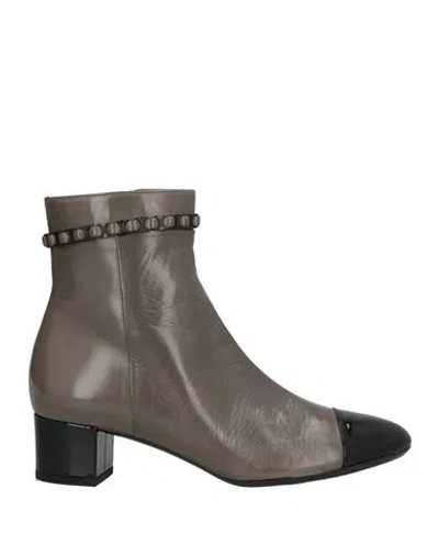 Pas De Rouge Woman Ankle Boots Lead Size 8 Soft Leather In Gray