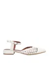 Pas De Rouge Ballet Flats In White