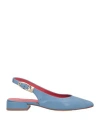 Pas De Rouge Woman Ballet Flats Pastel Blue Size 7 Leather In Blue