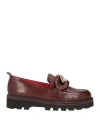 Pas De Rouge Woman Loafers Burgundy Size 12 Soft Leather In Red