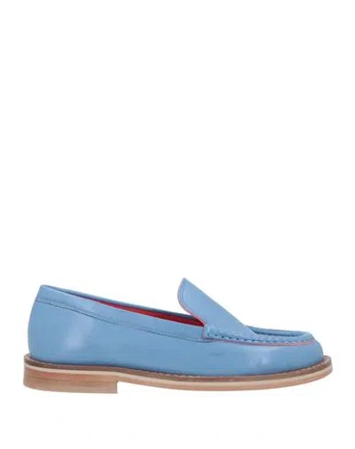 Pas De Rouge Woman Loafers Light Blue Size 8 Leather