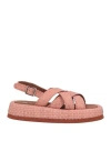Pas De Rouge Woman Sandals Pastel Pink Size 11 Soft Leather In Pink