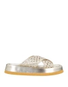 Pas De Rouge Woman Sandals Platinum Size 6 Soft Leather In Grey
