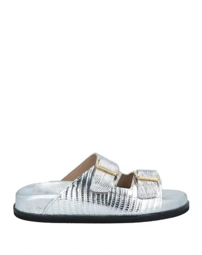 Pas De Rouge Woman Sandals Silver Size 7 Textile Fibers In Gray