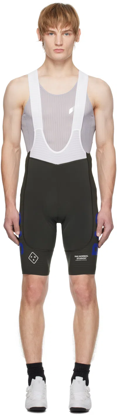 Pas Normal Studios Khaki & White 'pas' Mechanism Pro Bib Shorts In Dark Olive