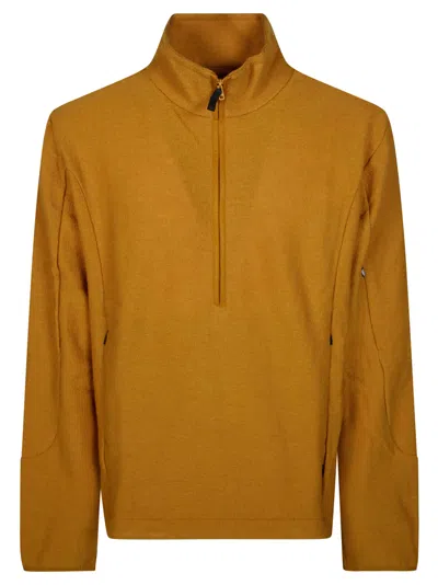Pas Normal Studios Men's Off-race Boiled Wool Half-zip Pullover In Orange