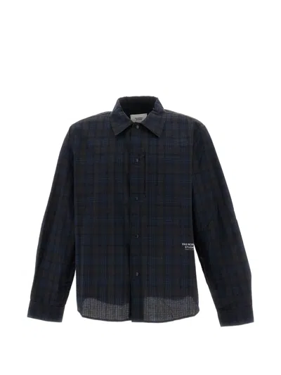 Pas Normal Studios Off-race Check-print Logo-print Shirt In Blue