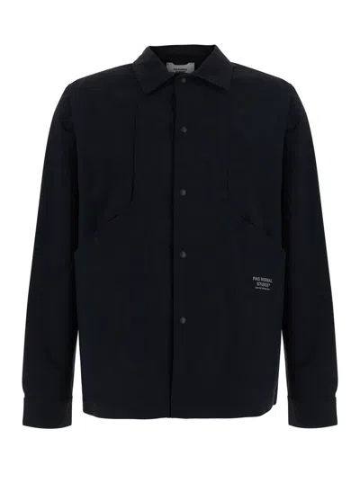 Pas Normal Studios Off-race Tech Overshirt With Technical Details And Side Pockets In Black
