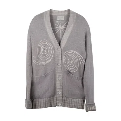 Pas Une Marque Men's Knitted Cardigan Pearl Grey