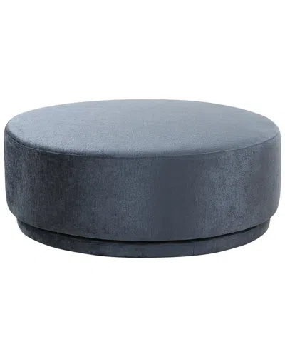 Pasargad Home Cielo Style Swivel Base Round Ottoman In Blue