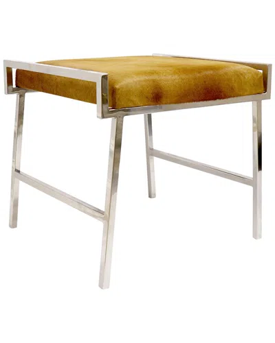Pasargad Home Eira Cowhide Stool In Brown
