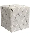Pasargad Home Galaxy Cowhide Pouf Ottoman In Silver