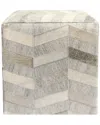 Pasargad Home Galaxy Silver Cowhide Pouf Ottoman In Multi