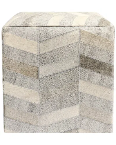 Pasargad Home Galaxy Silver Cowhide Pouf Ottoman In Multi