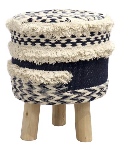 Pasargad Home Grandcanyon Navy Cotton Pouf In Multi