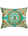 Pasargad Home Ikat 20x15 Green Velvet Pillow In Green