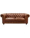Pasargad Home Leather Chester Bay Tufted Loveseat In Brown