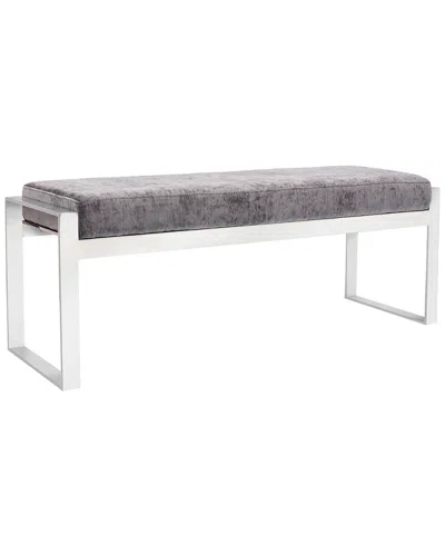 Pasargad Home Luxe Collection Grey Velvet Bench In Gray