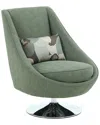 Pasargad Home Noho Collection Swivel Accent Chair With Pillow In Green