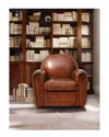 Pasargad Home Paris Club Genuine Leather Round Arm Chair In Brown