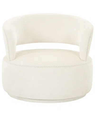 Pasargad Home Piagia Upholstered Swivel Base Barrel Chair In Neutral