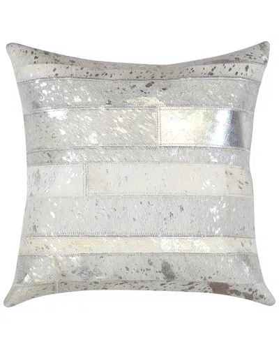 Pasargad Home Safari Cowhide Pillow In Silver