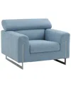 Pasargad Home Serena Modern Blue Lounge Chair With Silver Leg In Blue