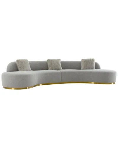 Pasargad Home Simona Collection Modern Curved Sofa In Grey