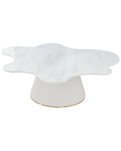 Pasargad Home Simona Marble 1 Top Coffee Table In White