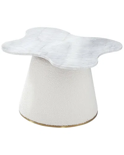 Pasargad Home Simona Marble Top Side Table In White