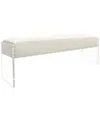 Pasargad Home Tribecca Acrylic & Velvet Bench In Ivory
