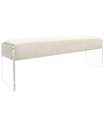 Pasargad Home Tribecca Acrylic & Velvet Bench In Ivory