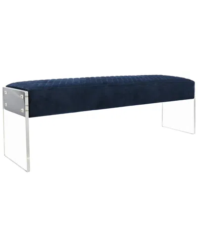 Pasargad Home Tribecca Acrylic & Velvet Bench In Navy