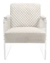 Pasargad Home Tribecca Collection Acrylic & Velvet Accent Chair In White