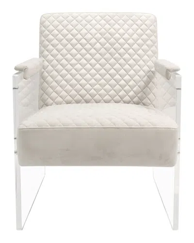 Pasargad Home Tribecca Collection Acrylic & Velvet Accent Chair In White