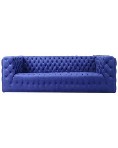 Pasargad Home Vicenza Collection Velvet Tufted Sofa In Blue
