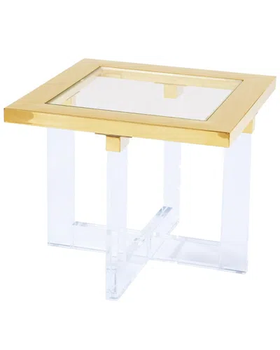 Pasargad Home Vicenza Collection Lucite White Side Table In Gold