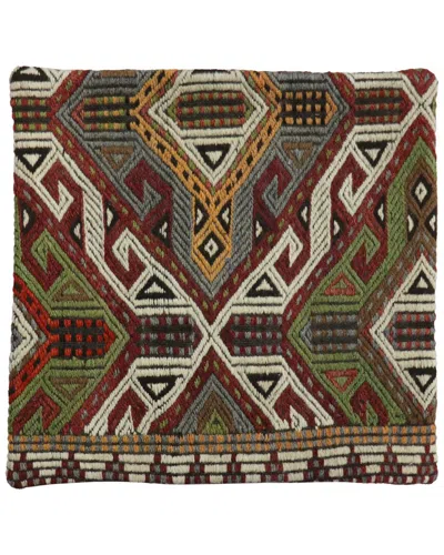 Pasargad Home Vintage Turkish Kilim Wool Pillow Case In Multi