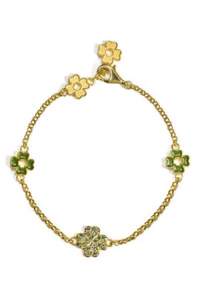 Pascal Lucky Clover 5 Motifs Bracelet, Green Diamond Pavé