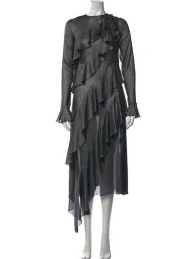 Pre-owned Pascal Millet Crew Neck Midi Length Dress In Grey
