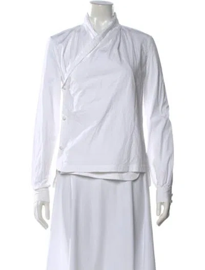 Pre-owned Pascal Millet Long Sleeve Blouse In White