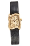 Pascal Mirage Lab Grown Diamond Leather Strap Watch, 22mm X 28mm In Black