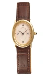Pascal Oval Bubble Lab Grown Diamond Leather Strap Watch, 24mm X 30mm