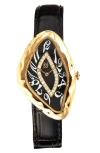 Pascal Paradoxe Lab Grown Diamond Leather Strap Watch, 30mm X 44mm In Gold