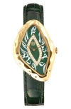 Pascal Paradoxe Lab Grown Diamond Leather Strap Watch, 30mm X 44mm In Green