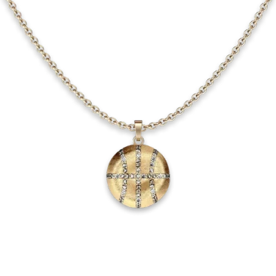 Pascal The Basketball Leaking Ball Diamond Pavé Necklace In Gold